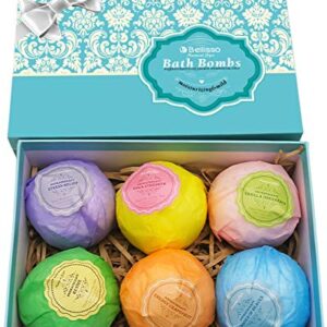 Bath Bombs Ultra Lux Gift Set - 6 XXL Fizzies with Natural Dead Sea Salt Cocoa and Shea Essential Oils Plus Aromatherapy Shower Steamers, Set of 6 Scent Tablets