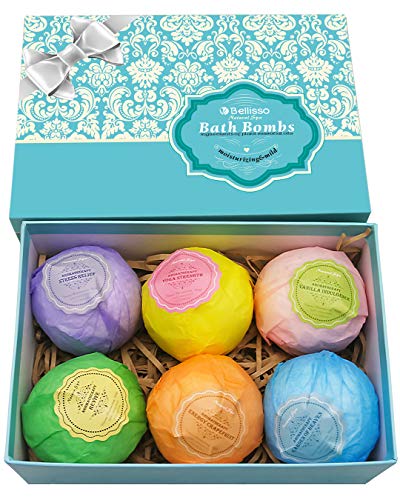 Bath Bombs Ultra Lux Gift Set - 6 XXL Fizzies with Natural Dead Sea Salt Cocoa and Shea Essential Oils Plus Aromatherapy Shower Steamers, Set of 6 Scent Tablets