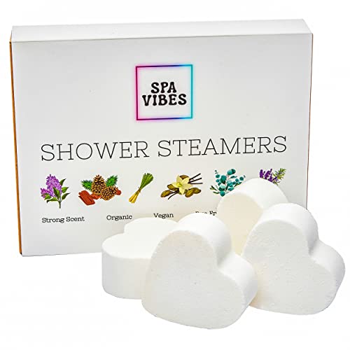 Spa Vibes Shower Steamers (Pack of 6) Oversized Long-Lasting Essential Oil Aromatherapy Shower Bombs Gift Set for Women & Mens Spa Day. Self-Care, Anxiety & Stress Relief- Eucalyptus, Lavender & More