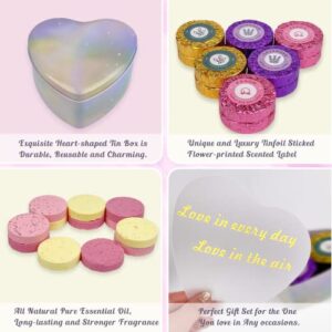 Shower Steamers Aromatherapy, Natural Organic 12-Pack Lavender Eucalyptus & Peach Shower Tablets, Women Relaxing Bath Spa Gift Set, Heart-Shaped Tin Box Shower Fizzies for Party, Birthday, Christmas