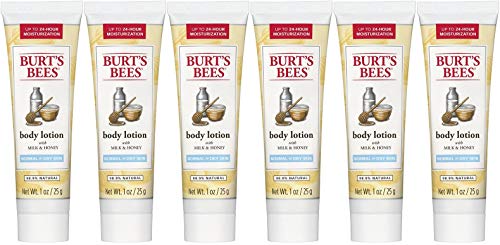 Burt's Bees Body Lotion Naturally Nourishing Milk and Honey, 1 Ounce (Pack of 6)