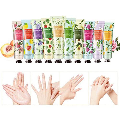 BONNIESTORE 10 Pack Fruits Fragrance Hand Cream, Moisturizing Hand Care Cream Travel Gift Set With Shea Butter Natural Aloe and Vitamin E For Men And Women-30ml