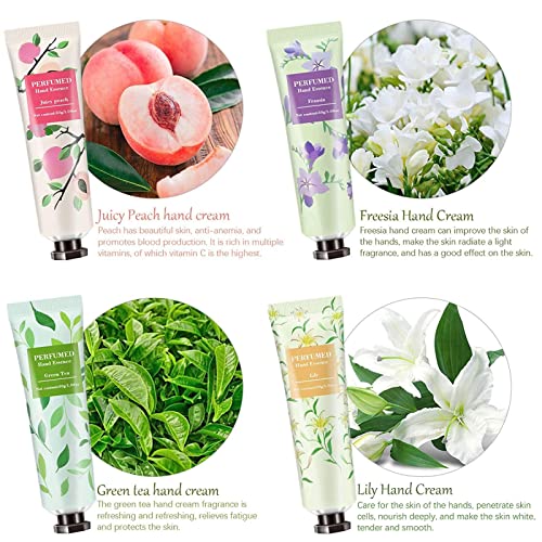 BONNIESTORE 10 Pack Fruits Fragrance Hand Cream, Moisturizing Hand Care Cream Travel Gift Set With Shea Butter Natural Aloe and Vitamin E For Men And Women-30ml