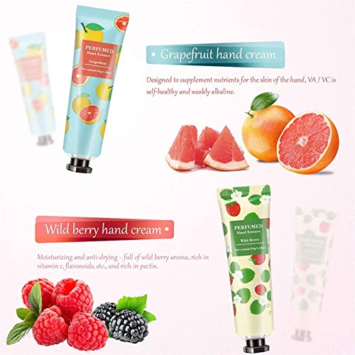 BONNIESTORE 10 Pack Fruits Fragrance Hand Cream, Moisturizing Hand Care Cream Travel Gift Set With Shea Butter Natural Aloe and Vitamin E For Men And Women-30ml