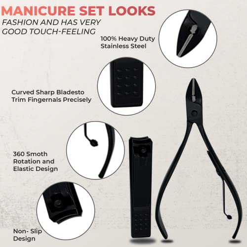 Manicure and Facial Care Set with Nail Clippers - Stainless Steel Manicure Kit - Portable Nail and Cuticle Care Travel Kit - Unisex for Men and Women (12 Pieces)