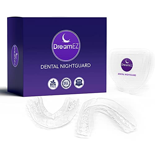 DreamEZ Custom Night Guards for Teeth Grinding, 2 Pack with Mouth Guard Case, USA Made, Mouth Guard for Clenching Teeth at Night, TMJ, Bruxism NightGuard - Moldable-Fit Dental Guard