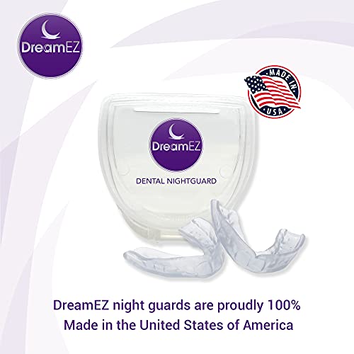 DreamEZ Custom Night Guards for Teeth Grinding, 2 Pack with Mouth Guard Case, USA Made, Mouth Guard for Clenching Teeth at Night, TMJ, Bruxism NightGuard - Moldable-Fit Dental Guard