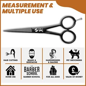 BROSTACHE Beard & Mustache Scissors for Men 5”, 2 comb & Leather Travel Pouch , Hand forged with Bevel edge For precision, Grooming Kit for Men with Extremely Sharp Scissors & Adjustable Screw