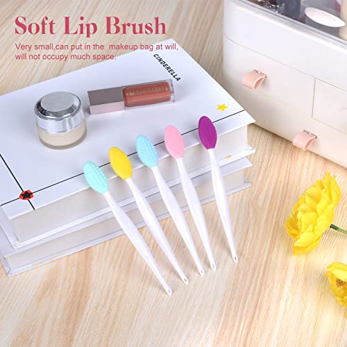 5 Pcs Lip Brush Tool Lip Scrub Brush Double-Sided Silicone Exfoliating Lip Brush