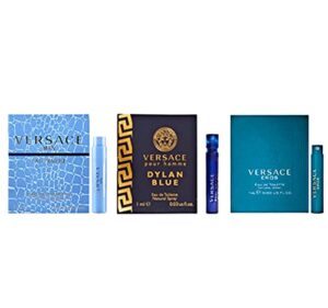 versace for men fragrance sample trio – pour homme, man eau fraiche, & eros