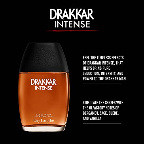 Drakkar Intense By Guy Laroche For Men - Long Lasting Eau De Parfum Cologne For Men - Preferred Men's Fragrances Of Vanilla, Bergamot, Rosemary, Clary Sage, And Patchouli Oil - EDP Spray - 3.4 Oz