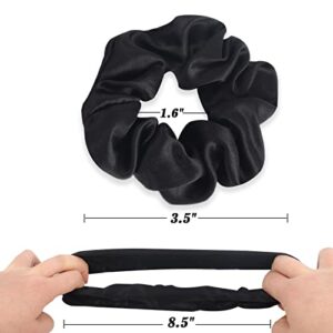 5PCS Hair Scrunchies 100% Mulberry Silk Scrunchie for Women Girls Curly Thick Thin Hair .Women's Black Large Cute Big Satin Sleepy Bulk Small Tie Scrunchie Sleep