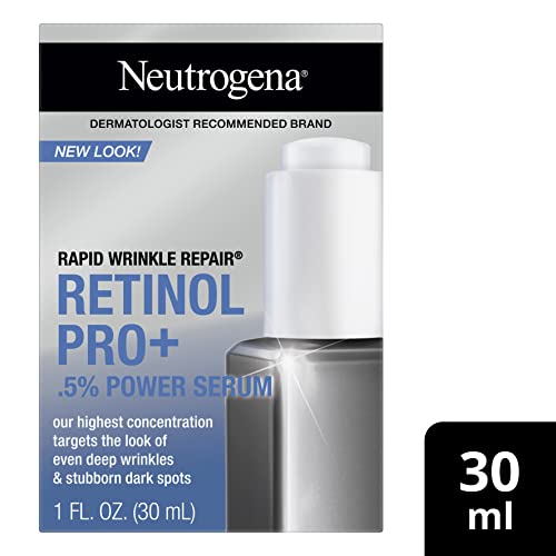 Neutrogena Rapid Wrinkle Repair Retinol Pro+.5% Power Facial Serum, Gentle Anti-Aging Face Serum with.5% Pure Retinol & Nourishing Emollients, Non-Comedogenic, Paraben-Free, 1 fl. oz