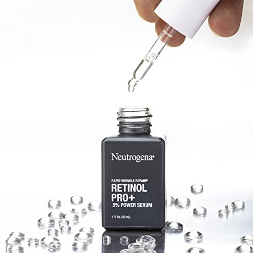 Neutrogena Rapid Wrinkle Repair Retinol Pro+.5% Power Facial Serum, Gentle Anti-Aging Face Serum with.5% Pure Retinol & Nourishing Emollients, Non-Comedogenic, Paraben-Free, 1 fl. oz