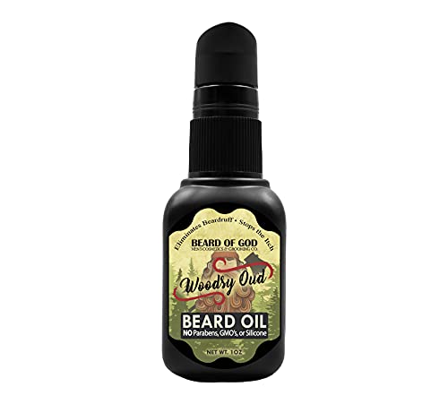 Woodsy Oud - 1oz Nourishing Beard Oil - Natural, Organic & Handcrafted in USA by Beard of God