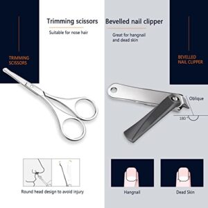 FIXBODY Nail Clippers Set- Luxury Manicure 8 in 1 Nail Care Kit, Professional Manicure Set and Pedicure Kit, Fingernail Clippers and Toenail Clippers, Gift for Men Boyfriend