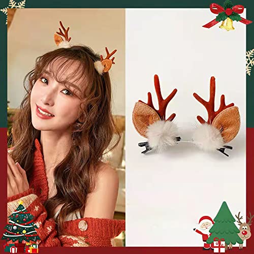 HAOQINA Christmas Reindeer Antlers Headband Hairpins Hairbands Girls Beauty Headdresses Reindeer Antlers Headbands Stocking Stuffers for Women Reindeer Christmas Hair Clips Hair Accessories