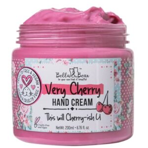 bella & bear very cherry hand cream for dry hands – 6.7oz vegan friendly hand moisturizer – non greasy and fast absorbing formula