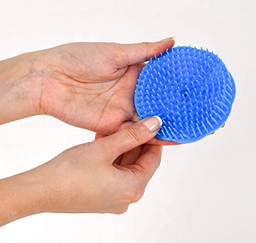 Niva Hair Scalp Massager Shampoo Brush - Flexible Scalp Exfoliator Dandruff Brush and Grass Shape Handle - Baby Shower Bath Brush Suitable for Women, Men & Pets | Pack 0f 4 (Blue-Green-Orange-Fuchsia)