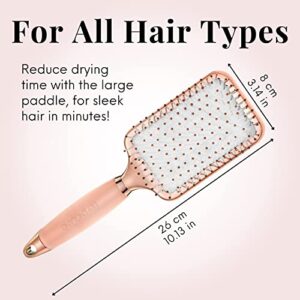 Paddle Brush for Detangling, Blowdrying and Straightening - Professional Large Hair Brush All Hair Types, Rose Gold Hairbrush for Women by Lily England Rose Gold Black