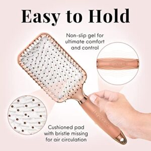 Paddle Brush for Detangling, Blowdrying and Straightening - Professional Large Hair Brush All Hair Types, Rose Gold Hairbrush for Women by Lily England Rose Gold Black