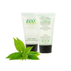 eco amenities travel size body wash bulk 0.75oz (72 pack) – 22ml | body wash supplies for hotels, airbnb, motels & inns – green tea scent | travel size toiletries | hotel size toiletries in bulk