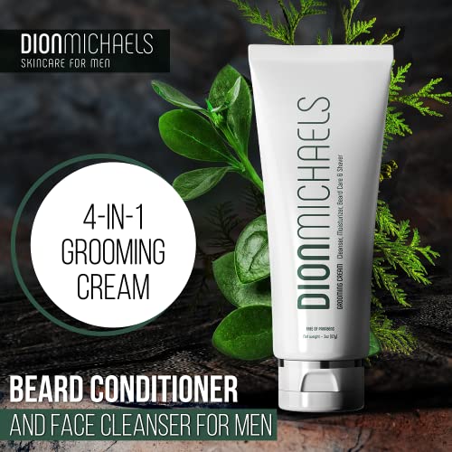 Dion Michaels 4-In-1 Mens Shaving Cream, Facial Cleanser, Beard Softener & Face Moisturizer, Daily Use, Soothe & Protect Face Skin Care, With Aloe, Argan Oil, Oats & Shea Butter, Gift For Men, 3 Fl Oz