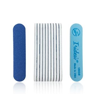 Iridesi Professional Mini Blue Finger Nail Files 120/240 Washable Emery Boards 3-1/2 Inches Long 12 Fingernail Files Per Pack