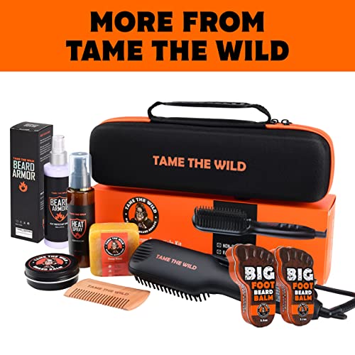 Tame The Wild Premium Beard Straightener - Ionic Anti-Scald Technology - Heated Beard Brush - 3 Temp Settings - Wooden Comb Included - Gift Set