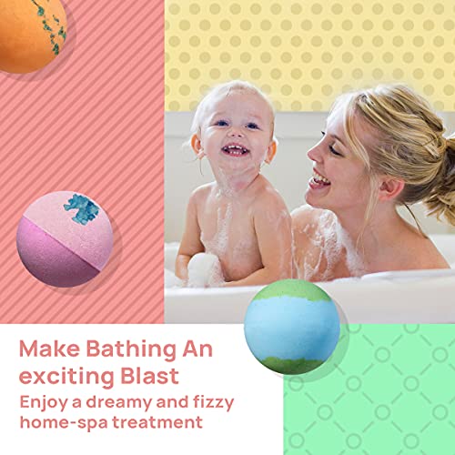 Bath Bombs Gift Set - 6pc XXL Organic Handmade Fizzy Shower Bombs with Essential Oils + Coconut Oil to Moisturize Dry Skin - Relaxing Spa Day for Women, Men, & Kids - Birthday, Anniversary, Bridal