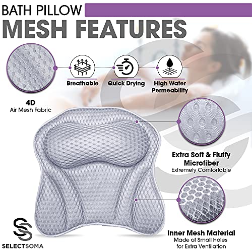 Bath Pillows for Tub Neck and Back Support - Bath Pillow for Bathtub - Bath Tub Pillow Headrest - Spa Pillow for Bathtub and Hot Tub - Bathtub Accessories for Women – Bath Cushion for Tub Adult