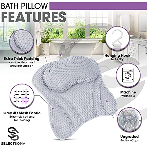 Bath Pillows for Tub Neck and Back Support - Bath Pillow for Bathtub - Bath Tub Pillow Headrest - Spa Pillow for Bathtub and Hot Tub - Bathtub Accessories for Women – Bath Cushion for Tub Adult