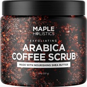 arabica coffee scrub body exfoliator – caffeine and dead sea salt scrub for cellulite back face legs thighs butt and full body care featuring organic body oils and moisturizers for deep exfoliation