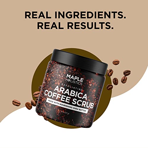 Arabica Coffee Scrub Body Exfoliator - Caffeine and Dead Sea Salt Scrub for Cellulite Back Face Legs Thighs Butt and Full Body Care Featuring Organic Body Oils and Moisturizers for Deep Exfoliation