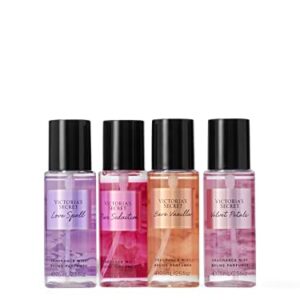 Victoria's Secret Fragrance Mist Collection 4 Piece Mini Mist Gift Set: Love Spell, Pure Seduction, Bare Vanilla, & Velvet Petals