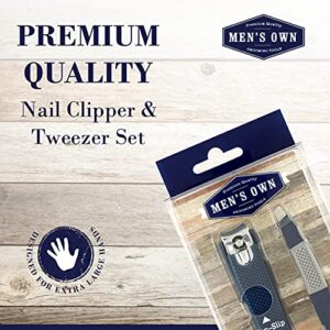 Nail Clippers & Tweezers Set by Men’s Own | Toenail Clippers for Thick Nails | Men’s Grooming Kit