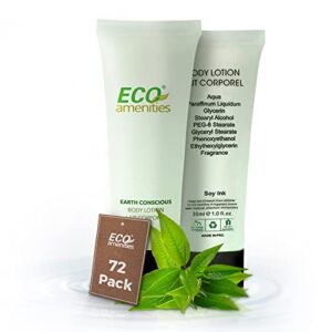 eco amenities travel size 1oz body lotion (bulk 72 pack) – 30ml tubes, mini lotion – individually wrapped travel lotion with flip cap, bulk travel size lotion for hotels, airbnb, hospitality