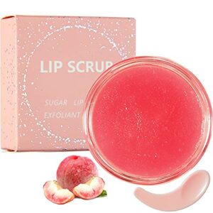 lip scrub, (peach) lip scrubs exfoliator & moisturizer, vegan cruelty-free lip sugar scrub, natural gentle lip treatment, dry lip treatment polish & lip exfoliator by samnyte