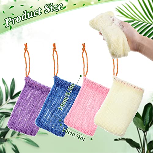 Shappy 8 Pieces Soap Saver Pouch Bar Bags Exfoliating Net Mesh for Shower Holder Bubble Foam Pocket Women Men Girls (Beige, Blue, Purple, Pink), Count (Pack of 1)