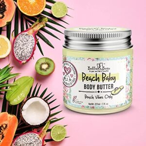 Bella and Bear Beach Baby Body Butter - Moisturizing Shea Cream for Women - Vegan, Cruelty-Free, Oil-Free - Helps Prevents Pregnancy Stretch Marks 6.76-oz