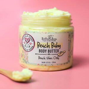 Bella and Bear Beach Baby Body Butter - Moisturizing Shea Cream for Women - Vegan, Cruelty-Free, Oil-Free - Helps Prevents Pregnancy Stretch Marks 6.76-oz