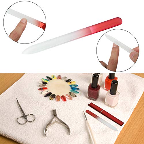 6 Pack Glass Nail Files with Case Crystal Glass Fingernail Files Double Sided Glass Nail File Mixed Color Manicure Set for Gentle Nail Care, 6 Colors