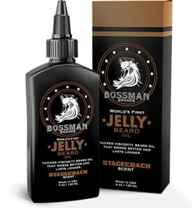 bossman beard oil jelly (4oz) – beard growth softener, moisturizer lotion gel with natural ingredients – beard growing product (stagecoach scent)