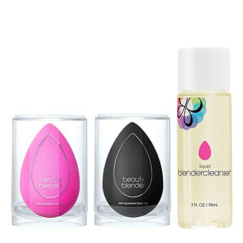 beautyblender Original & Pro Beautyblender Makeup Sponge for blending foundations, powders and creams+ Liquid Blendercleanser 3oz Set, vegan, cruelty free