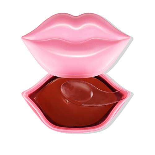 FREEORR 20Pcs Lip Masks, Moisturizing Lip Sleep Mask Smooth Chapped Lip and Restores Moisture Plumping Dry Lips Overnight Lip Care Fall/Winter Collagen Lip Mask Crystal Lip Care Gel Pads Lip Masks Effectively Nourishes the Lip Skin（Pink）