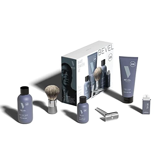 Bevel Shaving Kit for Men, Includes Safety Razor with 20 Replacement Blades, Luxury Shaving Brush, Pre Shave Oil, Shave Cream and Post Shave Balm