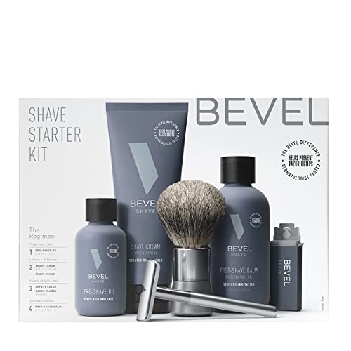 Bevel Shaving Kit for Men, Includes Safety Razor with 20 Replacement Blades, Luxury Shaving Brush, Pre Shave Oil, Shave Cream and Post Shave Balm