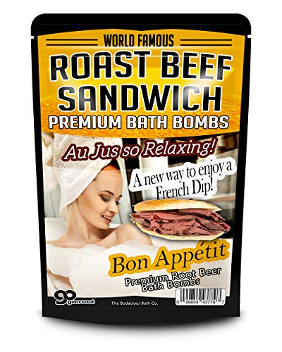 Roast Beef Sandwich Bath Bombs XL Root Beer Bath Bombs Luxury Bath Balls Funny Girlfriend Gags for Best Friends Bath and Body Gags for Men Funny Spa Gifts for Men Weird Gifts Au Jus French Dip