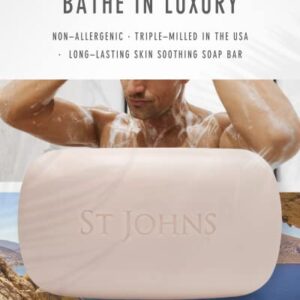 St. John No. 77 Luxury Soap Bar for Men 3X Triple Mille Bath, Body, Shower Soap Bar. 7 Oz Premium Creamy Scented Lather. Best smelling, selling soap bar for guys. Olive Oil, Glycerine, Vitamin E.