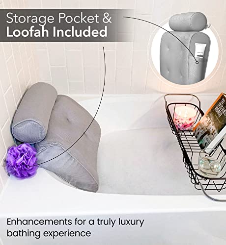 Everlasting Comfort Luxury Bath Pillow - Head, Neck, Back Support Cushion for Bathtub, Spa, Soaking